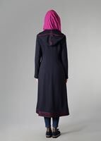 Tesettür giyim LACİVERT FERMUARLI KAPÜŞONLU TRENÇKOT 1603