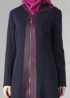 Tesettür giyim LACİVERT FERMUARLI KAPÜŞONLU TRENÇKOT 1603