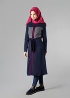 Tesettür giyim LACİVERT KUŞAKLI FERMUARLI TRENÇKOT 1604