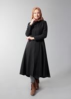Tesettür giyim SİYAH ASİMETRİK KESİM FERMUARLI TRENÇKOT 1605