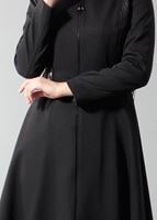 Tesettür giyim SİYAH ASİMETRİK KESİM FERMUARLI TRENÇKOT 1605
