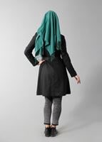 Tesettür giyim GRİ ZİKZAK DESENLİ KEMERLİ TRENÇKOT  1614