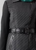 Tesettür giyim GRİ ZİKZAK DESENLİ KEMERLİ TRENÇKOT  1614