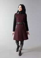 Tesettür giyim MÜRDÜM ZİKZAK DESENLİ KEMERLİ TRENÇKOT  1614