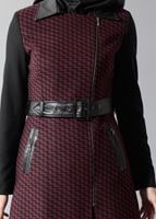 Tesettür giyim MÜRDÜM ZİKZAK DESENLİ KEMERLİ TRENÇKOT  1614