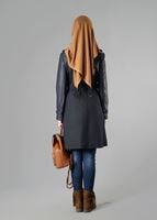 Tesettür giyim LACİVERT 1641 TRENÇKOT