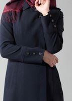 Tesettür giyim LACİVERT DÜĞMELİ KLASİK TRENÇKOT 1668