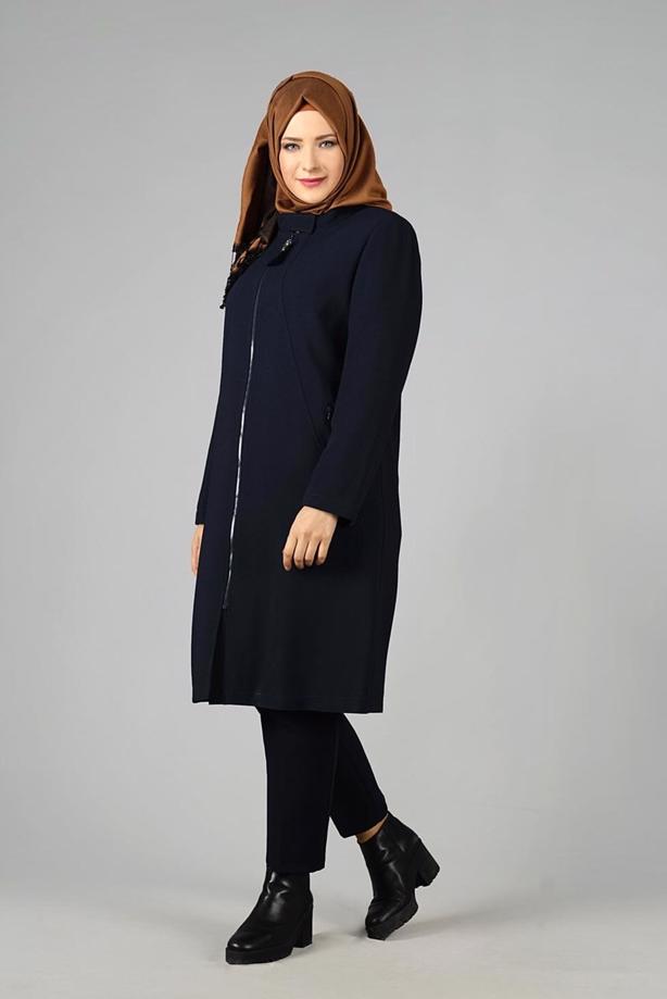 Vêtements hijab BLEU MARINE TRENCH-COAT ZIPPÉ 1674  - TRENDTESETTÜR