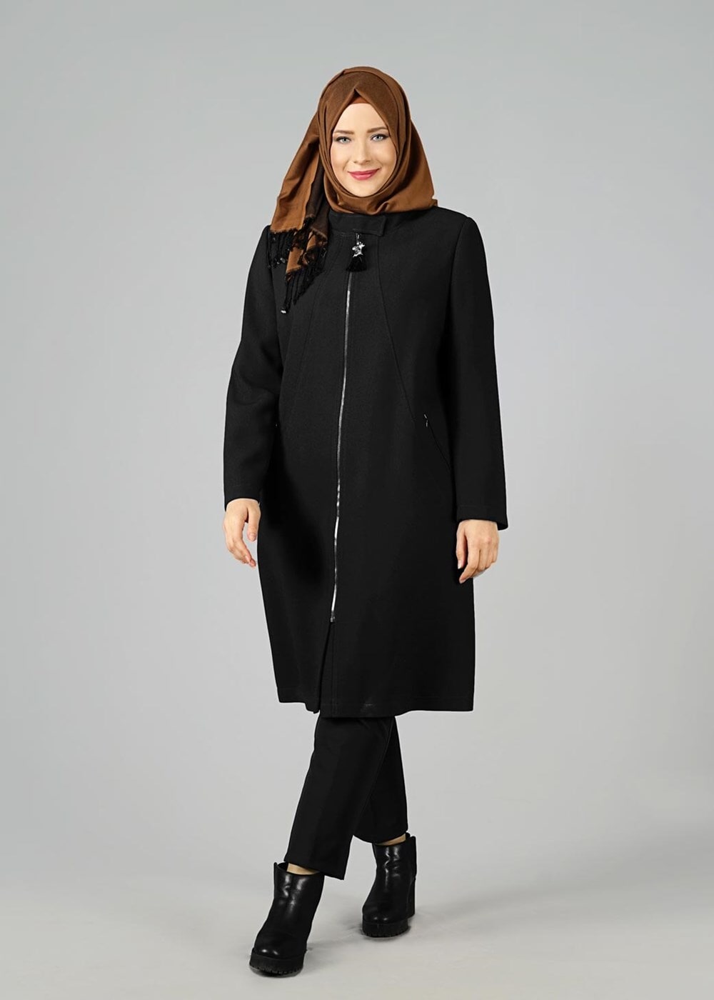 Vêtements hijab BLEU MARINE TRENCH-COAT ZIPPÉ 1674 
