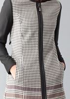 Tesettür giyim KREM KRUVAZE KAZAYAĞI DESENLİ FERMUARLI TRENÇKOT 1687