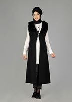 Tesettür giyim SİYAH KÜRK DETAYLI YELEK 2248 