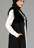 Tesettür giyim SİYAH KÜRK DETAYLI YELEK 2248 