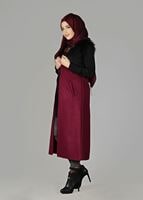 Tesettür giyim BORDO KÜRK DETAYLI YELEK 2248 