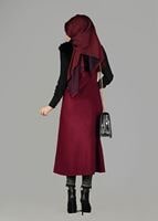 Tesettür giyim BORDO KÜRK DETAYLI YELEK 2248 