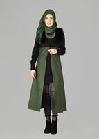 Tesettür giyim HAKİ KÜRK DETAYLI YELEK 2248 