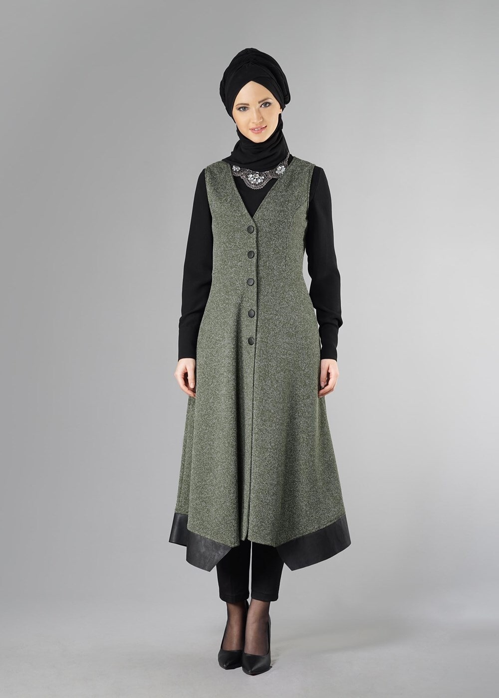 Tesettür giyim YEŞİL 6028 YELEK