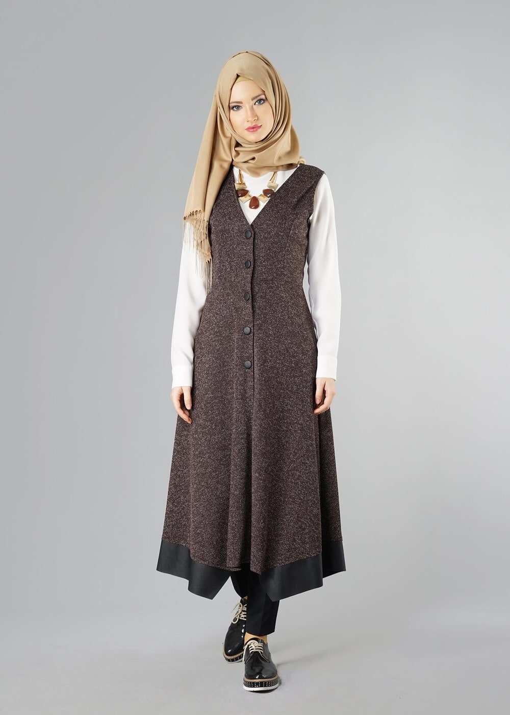 Tesettür giyim KAHVE 6028 YELEK