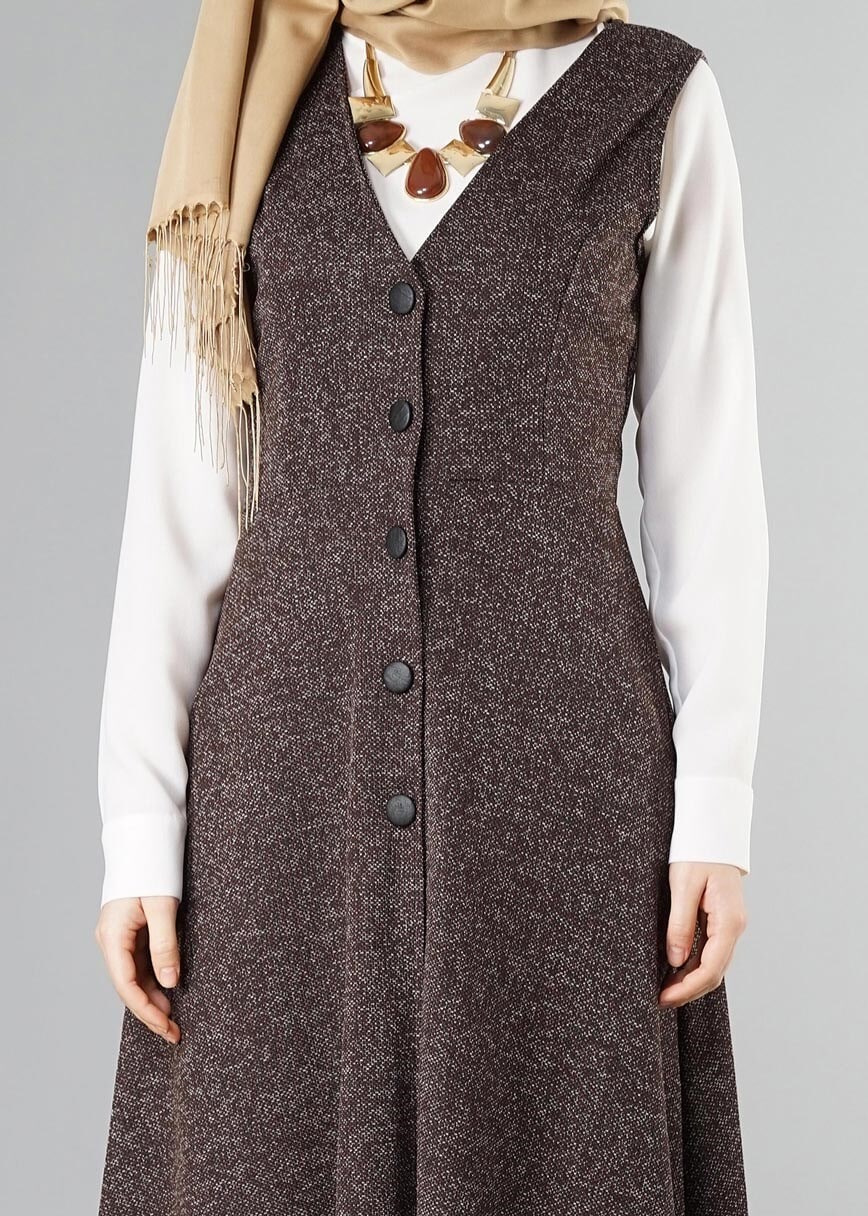 Tesettür giyim KAHVE 6028 YELEK