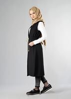 Tesettür giyim SİYAH KRUVAZE YAKA YELEK 0394 