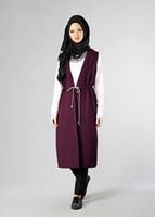 Tesettür giyim BORDO KRUVAZE YAKA YELEK 0394 