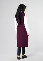 Tesettür giyim BORDO KRUVAZE YAKA YELEK 0394 