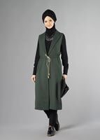 Tesettür giyim HAKİ KRUVAZE YAKA YELEK 0394 