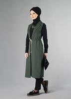 Tesettür giyim HAKİ KRUVAZE YAKA YELEK 0394 