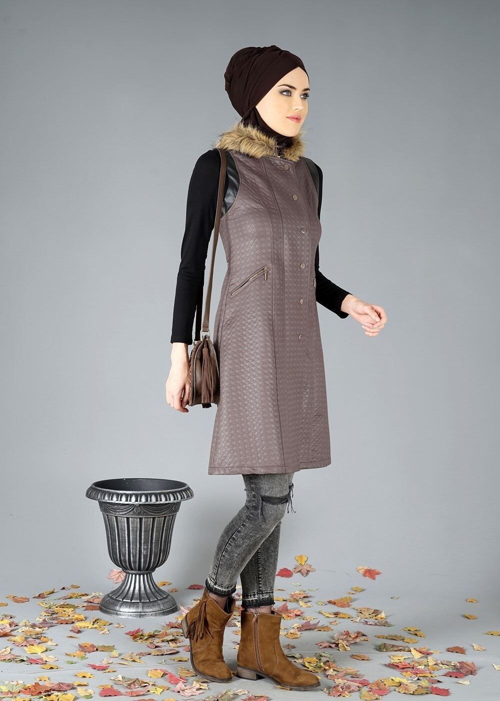 Tesettür giyim VİZON 921 YELEK 