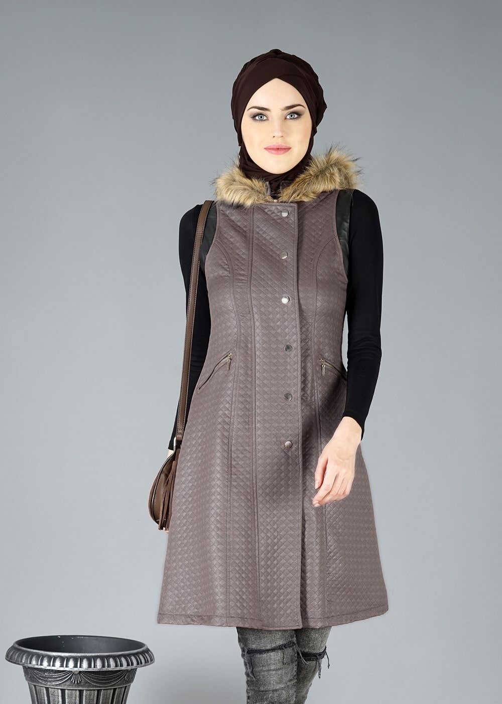 Tesettür giyim VİZON 921 YELEK 