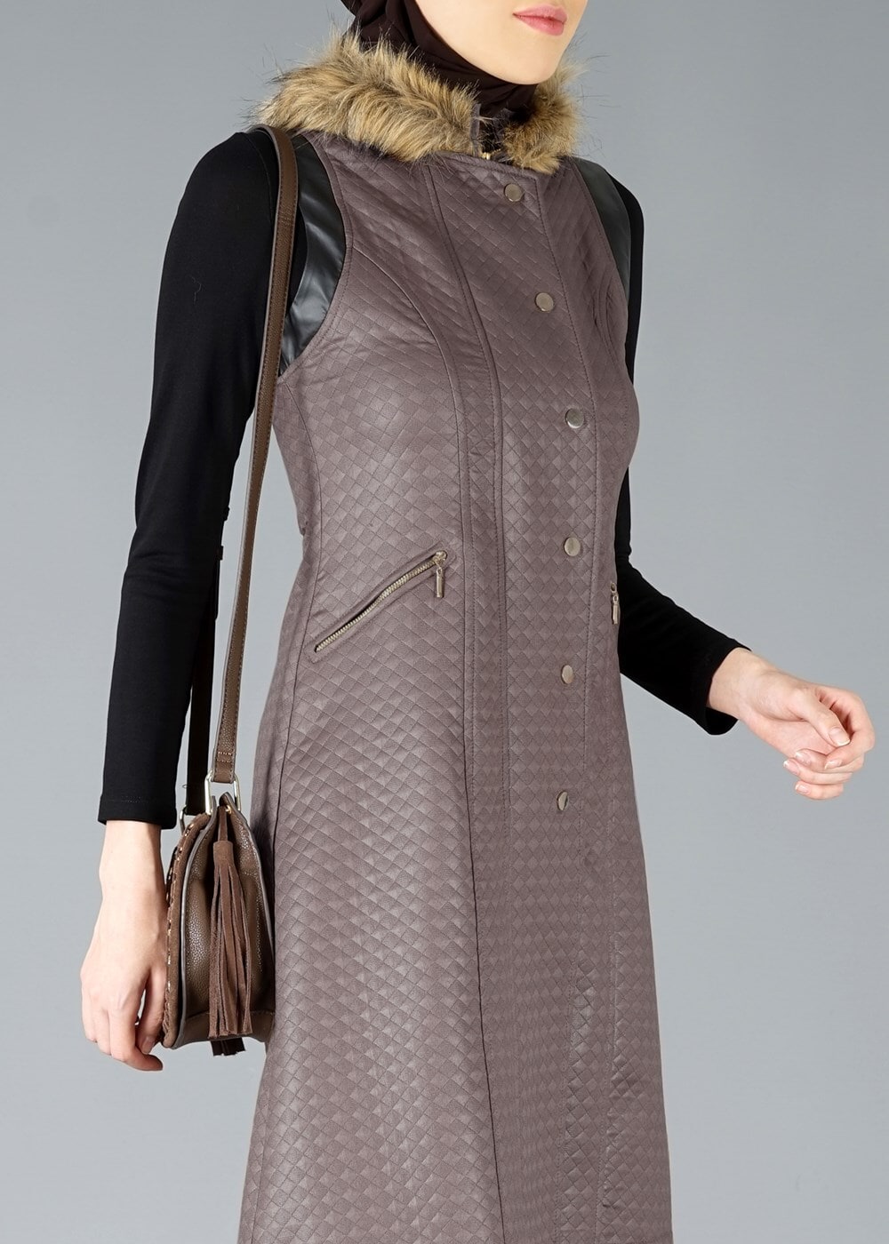 Tesettür giyim VİZON 921 YELEK 