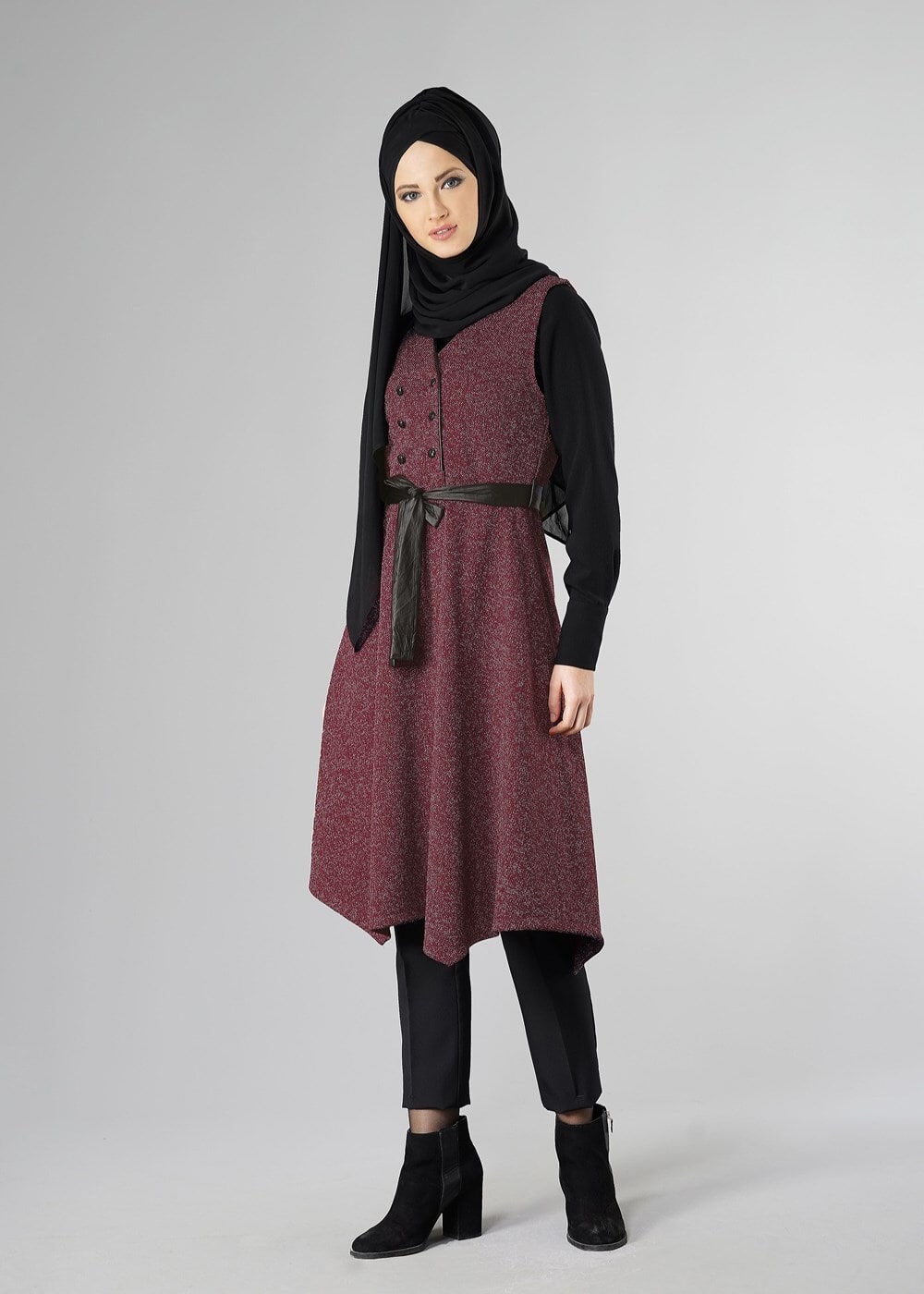 Tesettür giyim BORDO 1048 YELEK