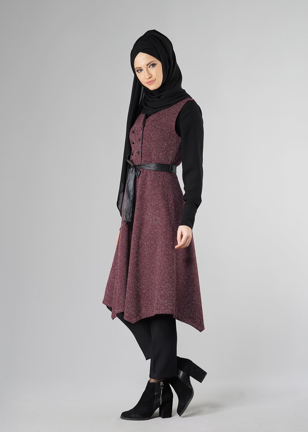 Tesettür giyim BORDO 1048 YELEK