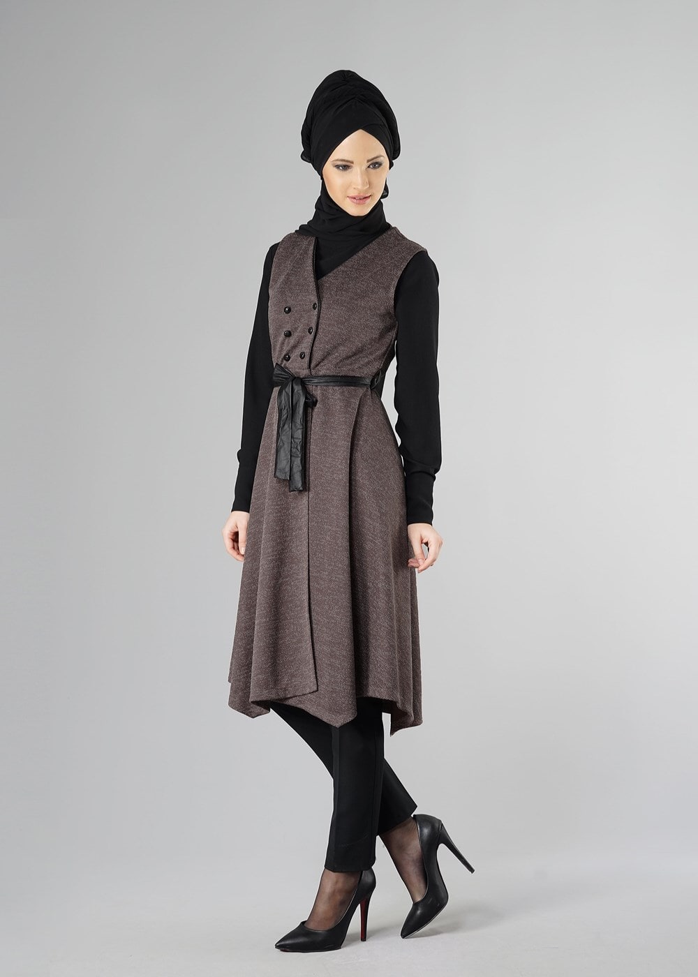 Tesettür giyim VİZON 1048 YELEK