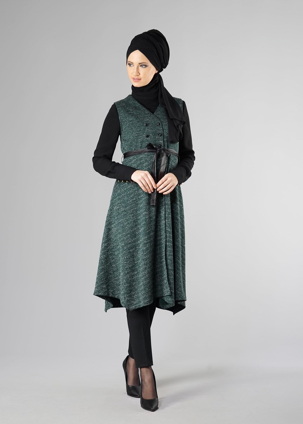 Tesettür giyim YEŞİL 1048 YELEK