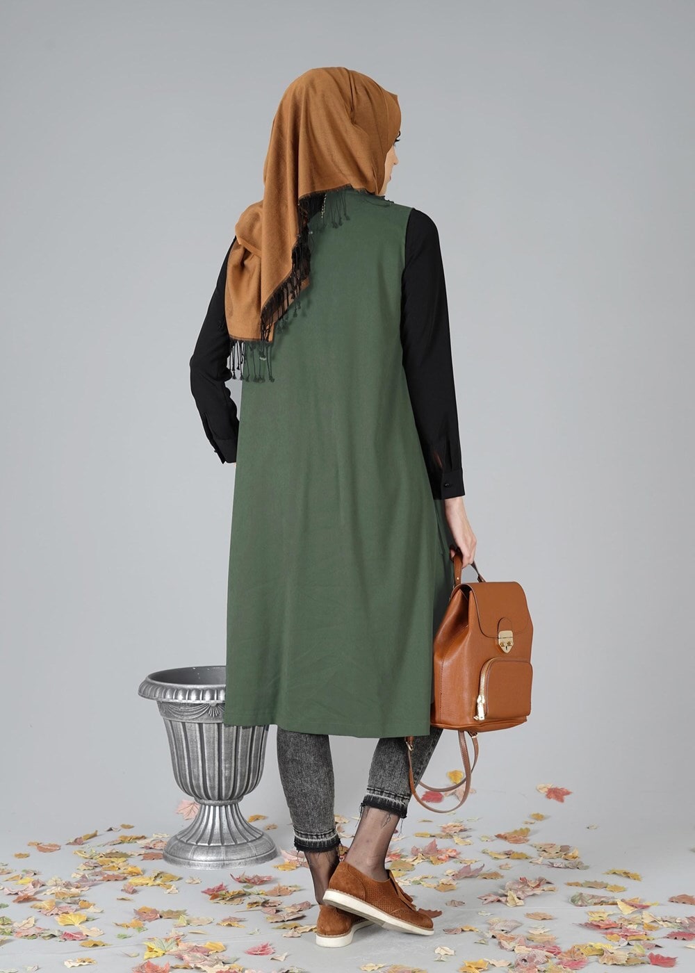 Tesettür giyim HAKİ 5938 YELEK