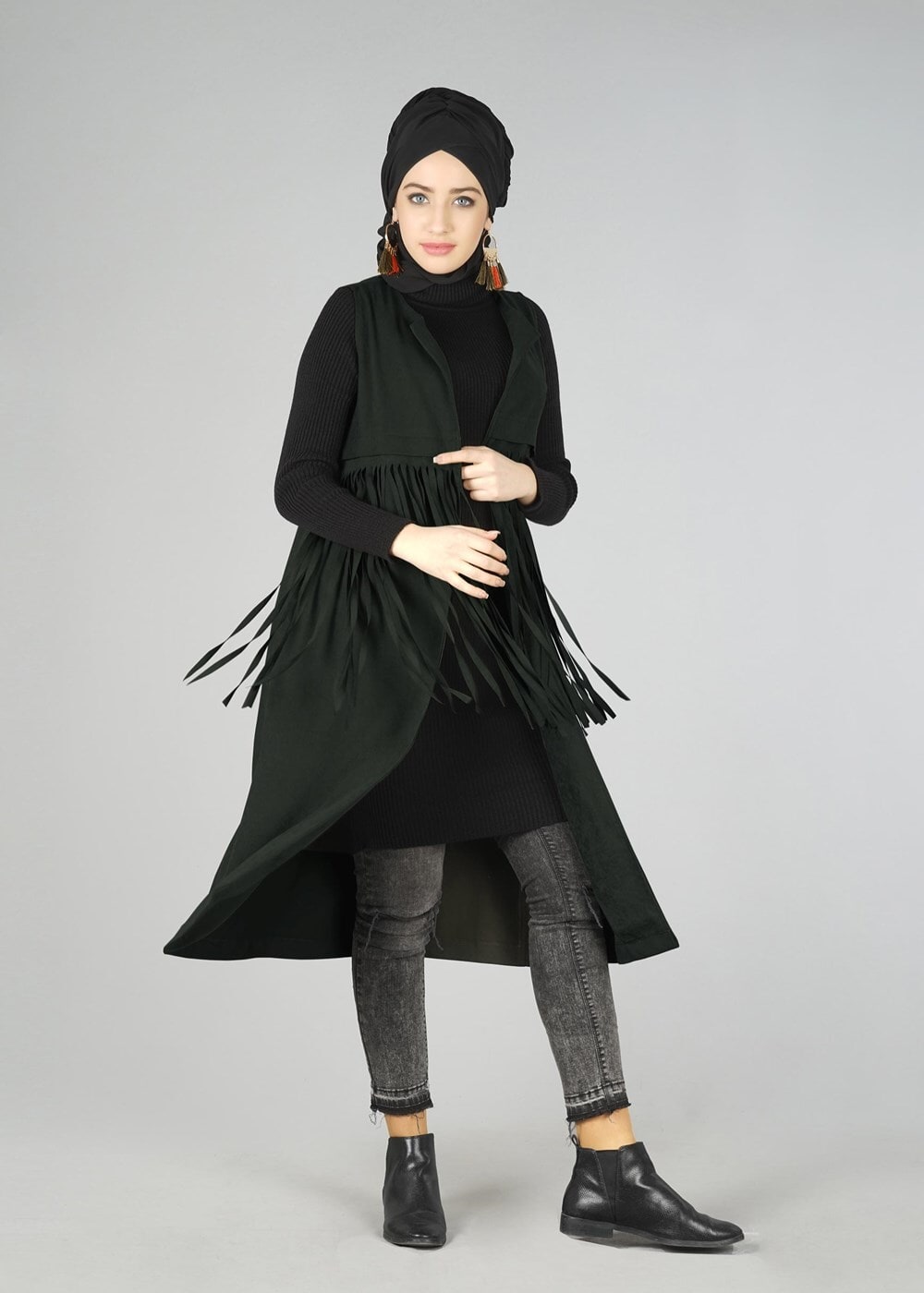 Tesettür giyim HAKİ 5938 YELEK