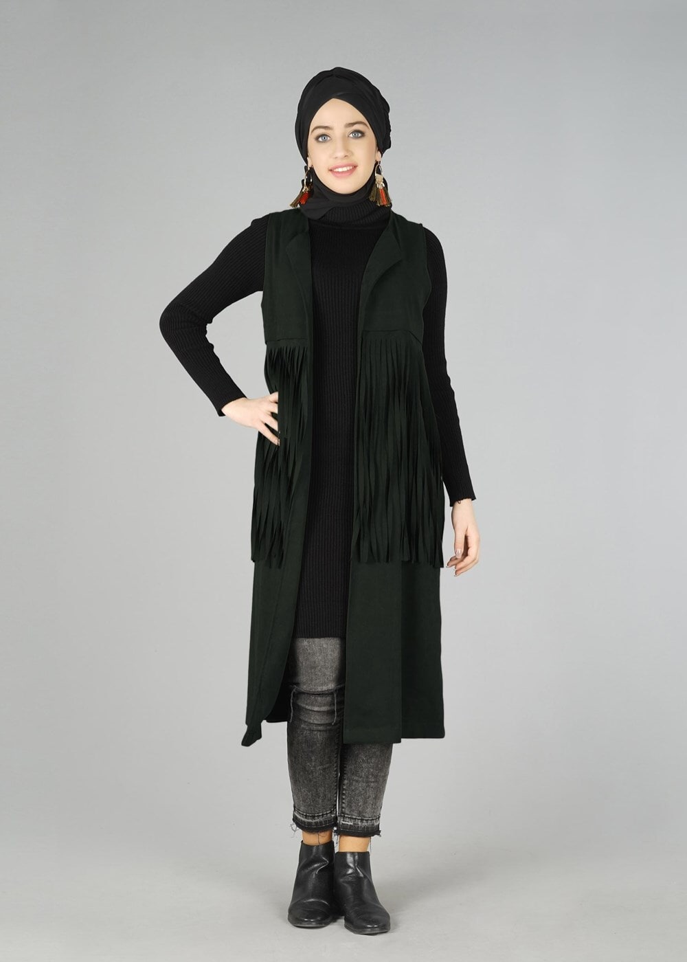 Tesettür giyim HAKİ 5938 YELEK