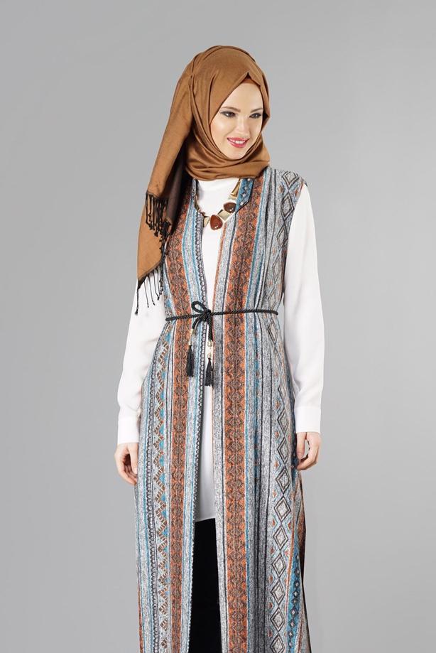 Hijab clothing  ETHNIC PATTERNED VEST 7838 - TRENDTESETTÜR