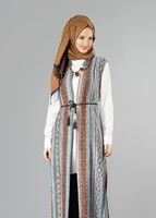 Hijab clothing GREY ETHNIC PATTERNED VEST 7838