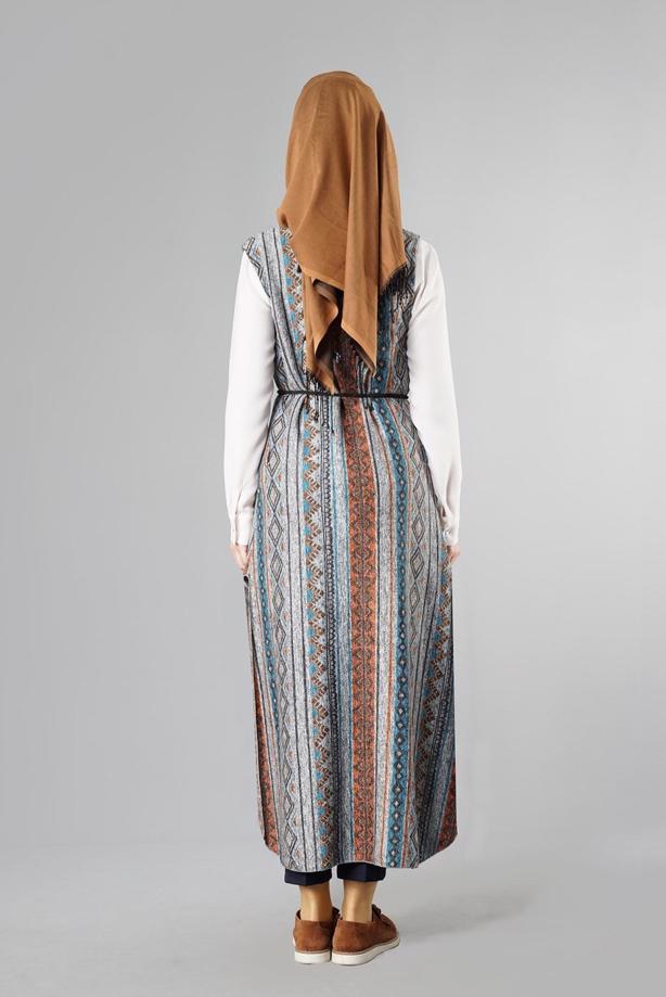 Hijab clothing  ETHNIC PATTERNED VEST 7838 - TRENDTESETTÜR