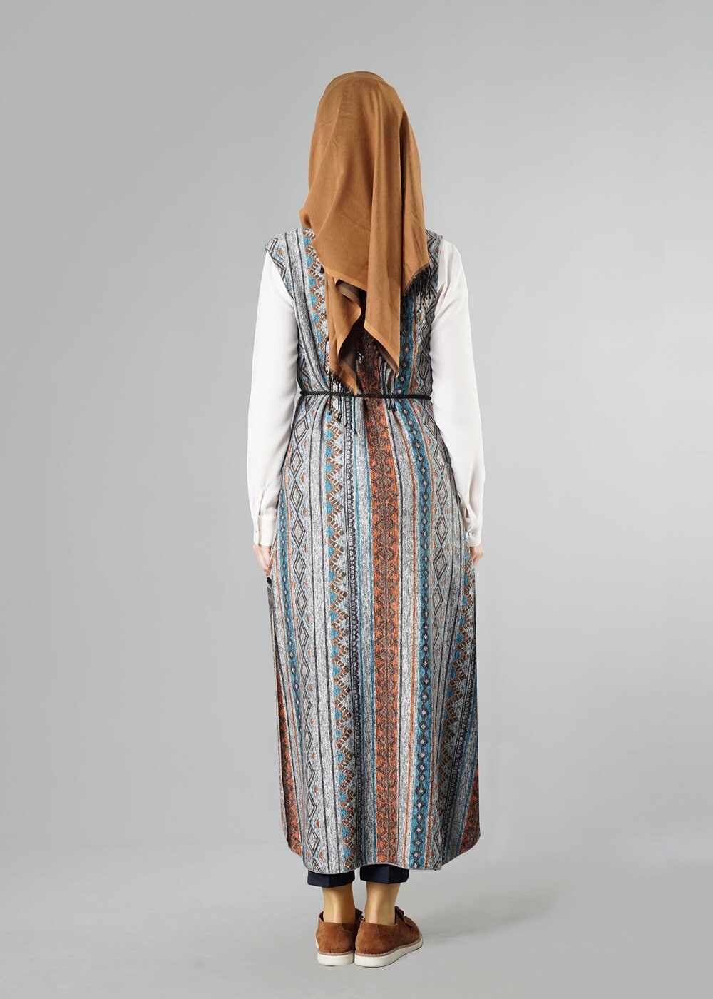 Hijab clothing GREY ETHNIC PATTERNED VEST 7838