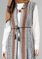 Hijab clothing GREY ETHNIC PATTERNED VEST 7838