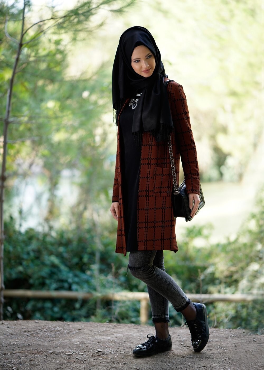 Vêtements hijab TABA GILET MAILLE À CARREAUX 9257 