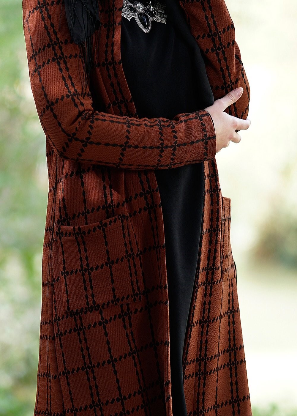 Vêtements hijab TABA GILET MAILLE À CARREAUX 9257 