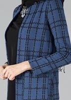 Hijab clothing NAVY BLUE CHECK KNIT CARDIGAN 9257 