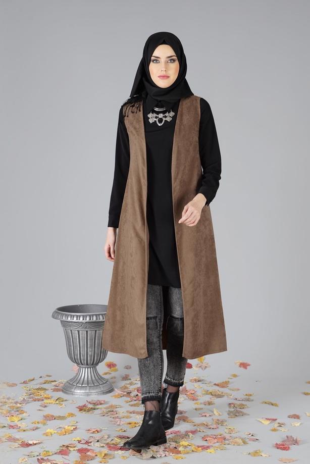 Vêtements hijab  EMBELLISHED SUEDE VEST 9528  - TRENDTESETTÜR