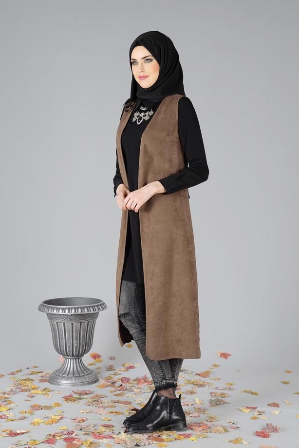 Vêtements hijab  EMBELLISHED SUEDE VEST 9528  - TRENDTESETTÜR