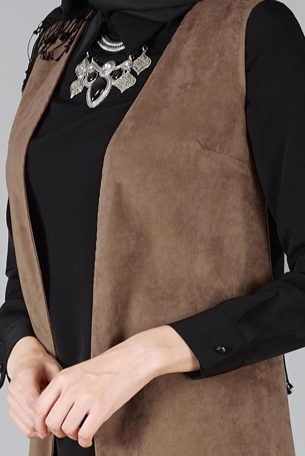Vêtements hijab  EMBELLISHED SUEDE VEST 9528  - TRENDTESETTÜR
