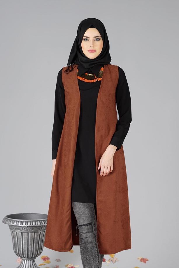Vêtements hijab  EMBELLISHED SUEDE VEST 9528  - TRENDTESETTÜR
