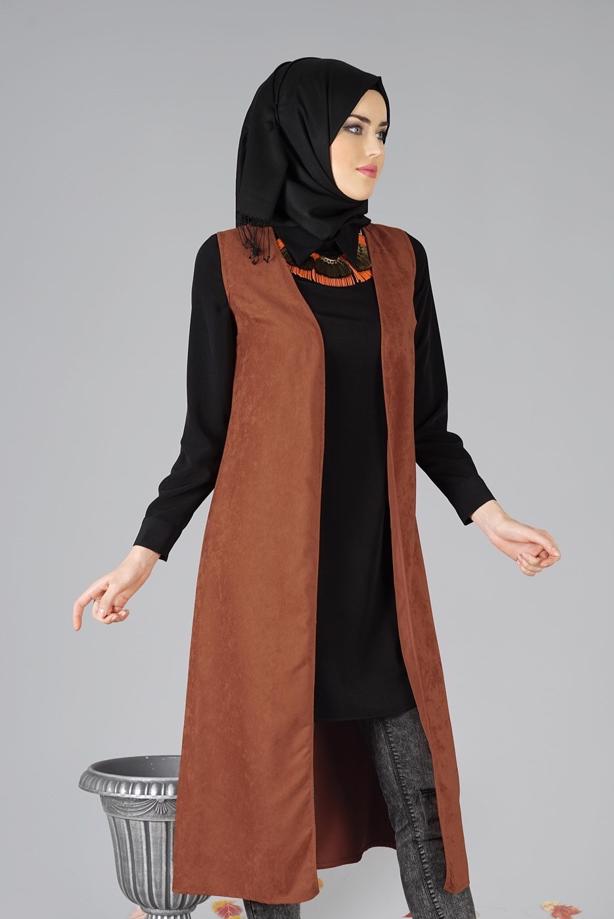 Vêtements hijab  EMBELLISHED SUEDE VEST 9528  - TRENDTESETTÜR